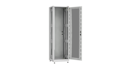 Напольный шкаф PRACTICAL, 19", 42U, перфорированная дверь, Ш600хВ2010хГ1000мм, разобранный, серый-1