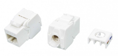 Вставка Keystone Jack RJ-45(8P8C), категория 6a (10G), тип 180 градусов, Toolless, белая-0