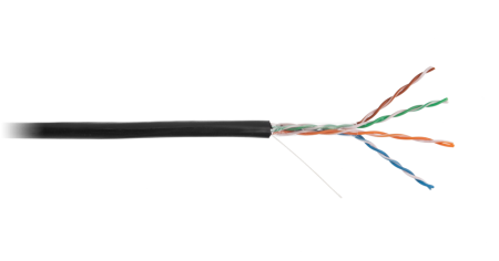 Кабель NETLAN U/UTP 4 пары, Кат.5e, PE до -40C, черный, 305м-0