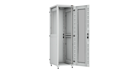 Напольный шкаф Lite 19",42U,стекл.дверь,мет.двухур.стенки,мет.задняя дверь,600х2042х800,RAL7035-2