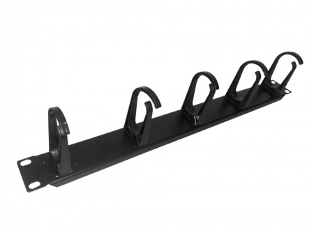 Кабельный органайзер 19", 1U, металлический, 5 пластиковых колец, черный "SB"-0