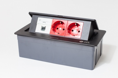 Люк на 3 поста (45х45), металл, черный с пластиковой коробкой, IP40 SPL 300013-3