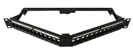 Модульная патч-панель 19", 24 порта, угловая, 1U, для неэкран. модулей Keystone Jack,с задн.каб.орг.-1