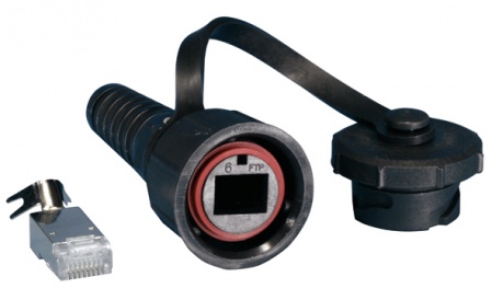 Промышленный разъем RJ-45 (8P8C) под витую пару, IP67, категория 6, с защитной крышкой, экранир(SH)-0