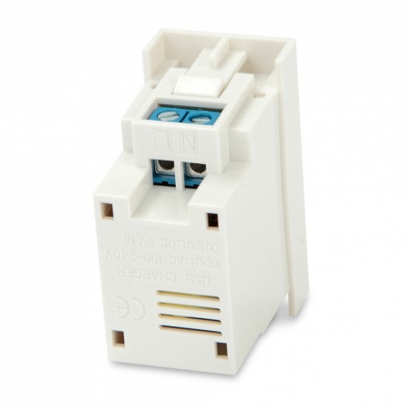 Модуль розетки USB для зарядки, 1 порт, 1М, 1А, 5В, 45x22.5мм, белый-1