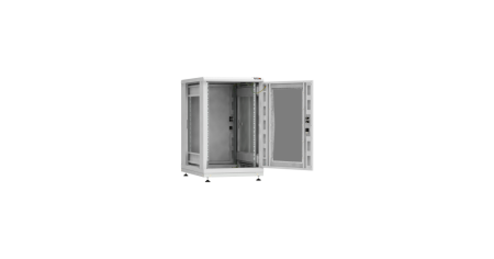Напольный шкаф PRACTICAL, 19", 18U, стеклянная дверь, Ш600хВ943хГ800мм, в разобранном виде, серый-1