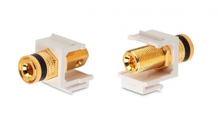 Вставка формата Keystone Jack с коннектором Binding Post (черный), Hex. type, gold plated, ROHS, бел-0