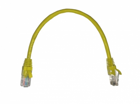 Патч-корд UTP4 cat 5e, 0,25м, ВС, LSZH, желтый, литой коннектор NETKO Optima-0