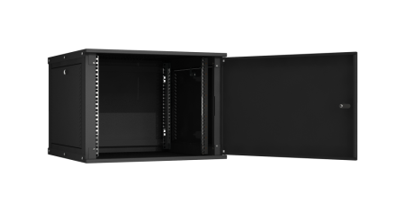 Настенный разборный шкаф Lite 19",9U,металл.дверь,600х436х600мм,2 пары монтажных направл,RAL 9004-2