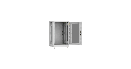 Напольный шкаф PRACTICAL, 19", 18U, стеклянная дверь, Ш600хВ943хГ600мм, в разобранном виде, серый-1
