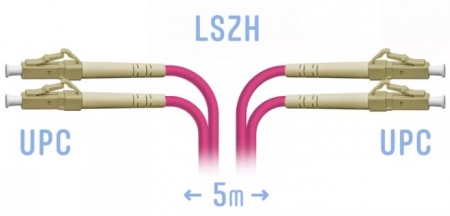 Патчкорд оптический LC/UPC-LC/UPC, MM(50/125), DX, 5м (OM4)-0