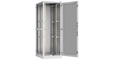 Напольный шкаф Classic 19",42U,стекл.дверь,двухур.металл.стенки,мет.задн.дверь,600х2060х1000,RAL7035-1