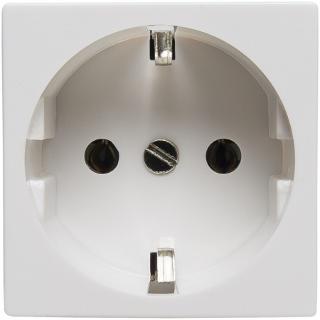 Розетка электрическая 2К+З со шторками, с безвинтовым зажимом, белая SPL 200012-0