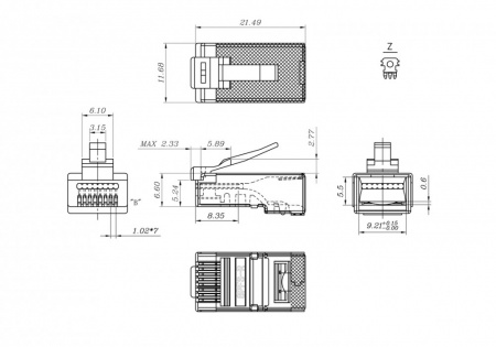 Коннектор RJ-45, Кат.5e, экранированный, универсальный, для одножильного и многожильного кабеля-1