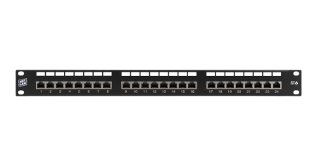 Коммутационная панель NETLAN 19", 1U, 24 порта, Кат. 6, экранированная, черная-1