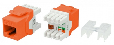 Вставка Keystone Jack RJ-45(8P8C), категория 6, тип 180 градусов, оранжевая-0