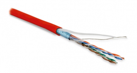 Витая пара, F/UTP,кат.5е, 4 пары (26 AWG),многожил,экран-фольга,оплетка,нг(А)-HF, 20°C +75°C, красн-0