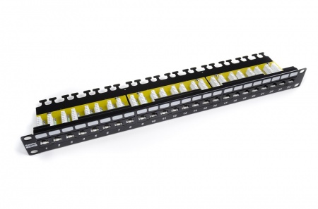 Патч-панель 19", 1U, 24 порта RJ-45, неэкранированная, категория 6A, Dual IDC-1