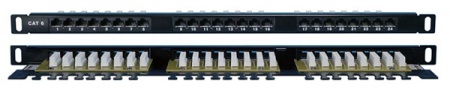 Патч-панель высокой плотности 19", 0.5U, 24 порта RJ-45, категория 6, Dual IDC-0