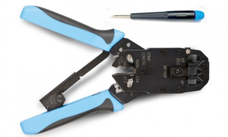 Инструмент обжимной для RJ-50, RJ-45, RJ-12, RJ-11 (10P10C,8P8C типа AMP,6P6C,4P4C)проф,с храпов.мех-0