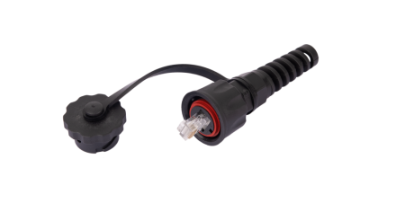 Индустриальный коннектор NIKOMAX RJ45/8P8C, Кат.6, неэкранированный, IP67,с защитной крышкой, чер.-0