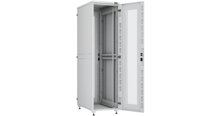 Напольный шкаф Lite 19",42U,перфор.двери,боковые цельномет.двухур.стенки,замки,800х2042х800,RAL7035-3