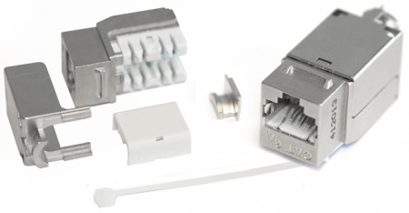 Вставка Keystone Jack RJ-45(8P8C), категория 6A, экранир, 110 IDC, заделка с помощью NE-TOOL, белая-1