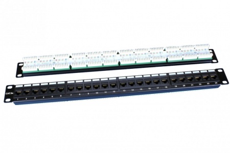 Патч-панель 19", 1U, 24 порта RJ-45, категория 5e, Dual IDC, ROHS, цвет черный-1