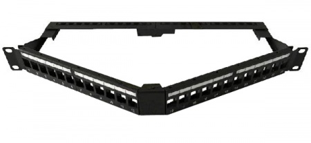 Модульная патч-панель 19", 48 портов, угловая, 2U, для неэкран. модулей Keystone, с 2 задн.каб.орг.-1