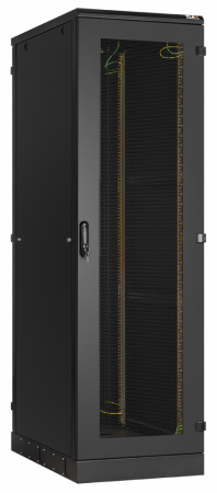 Напольный шкаф Classic 19",24U,перф.дверь,бок.цельнометалл.стенки и зад.дверь,600х1280х800,RAL9005-1