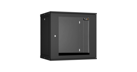 Настенный разборный шкаф Lite 19",12U,стекл.дверь,600х569х450мм,1 пара монтажных направл,RAL 9004-0
