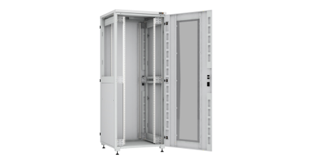 Напольный шкаф Lite 19",42U,стекл.дверь,мет.двухур.стенки,мет.задняя дверь,600х2042х1000,RAL7035-2