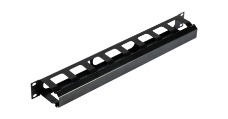 Кабельный органайзер NIKOMAX 19", 1U, глубина колец 58мм, металлический, с крышкой, черный-0