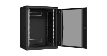 Настенный разборный шкаф Classic 19",15U,стекл.дверь,600х770х450мм,2 пары монтажных направл,RAL 9004-2