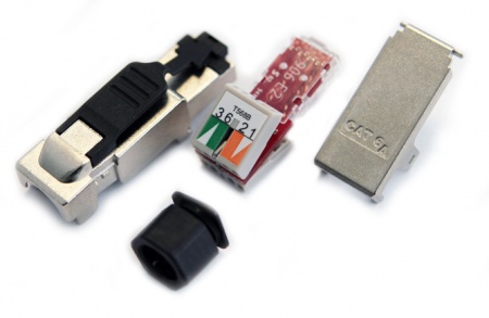 Коннектор RJ-45, Кат.6,самозаж,экран,для одножил.каб.(внеш.диаметр каб.6-8 мм,23-26AWG),накр.хвостов-1