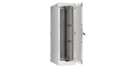 Напольный шкаф Classic 19",33U,стекл.дверь,бок.цельнометалл.стенки и зад.дверь,600х1660х1000,RAL7035-1