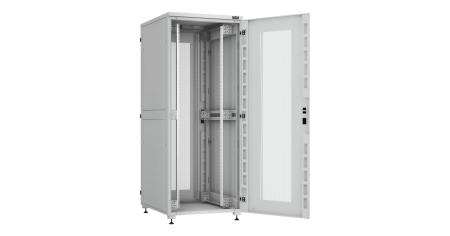 Напольный шкаф Lite 19",42U,перфор.двери,боковые цельномет.двухур.стенки,замки,800х2042х1000,RAL7035-3