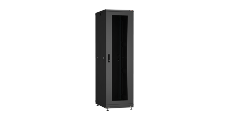 Напольный шкаф PRACTICAL, 19", 42U, стеклянная дверь, Ш600хВ2010хГ800мм, в разобранном виде, черный-0