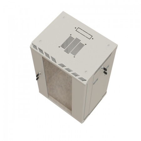 Шкаф настенный 10'', 15U, 774,5х390х300, дверь стекло, открывающиеся стенки, цвет серый (RAL 7035)-3