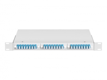 Кросс оптический 19" (ШКОС), 1U, укомплектованный на 48LC/UPC (ODF-24LCDx/48LC(9/125)/48)-0