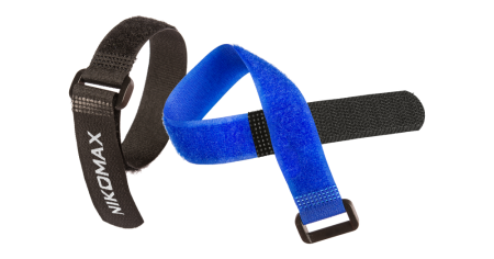 Стяжка-липучка NIKOMAX с жесткой пряжкой, 290х20мм, для пучков до 70мм, синяя-0