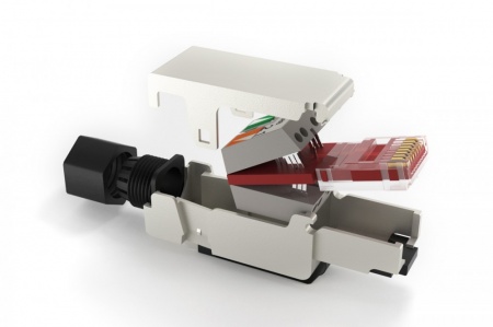 Коннектор RJ-45, Кат.6А, самозажимной, экран, для одножильного кабеля(внешнийдиаметр кабеля6-8 мм,23-2