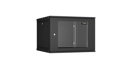 Настенный разборный шкаф Lite 19",9U,стекл.дверь,600х436х600мм,2 пары монтажных направл,RAL 9004-0