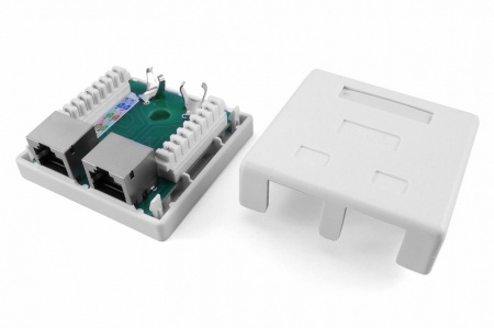 Розетка компьютерная RJ-45(8P8C), категория 5e, экранированная, двойная, внешняя, Dual IDC-0