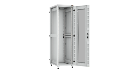 Напольный шкаф Lite 19",42U,стекл.дверь,мет.двухур.стенки,мет.задняя дверь,600х2042х800,RAL7035-1
