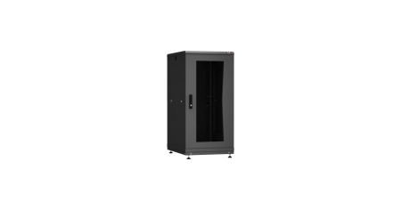 Напольный шкаф PRACTICAL, 19", 24U, стеклянная дверь, Ш600хВ1210хГ800мм, в разобранном виде, черный-0