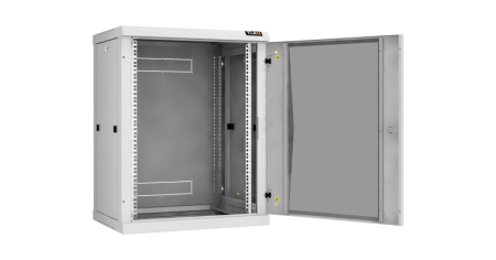 Настенный разборный шкаф Classic 19",15U,стекл.дверь,600х770х450мм,2 пары монтажных направл,RAL 7035-2