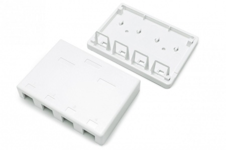Корпус настенной розетки для установки 4-х вставок типа Keystone Jack, белый-0
