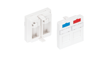 Вставка NIKOMAX, франц. формат Mosaic, 45x45мм, 2 порта, под модули Keystone, со шторками, белая-1