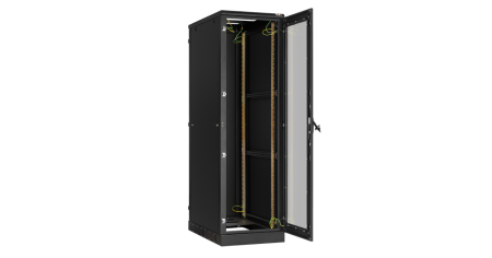 Напольный шкаф Classic 19",33U,стекл.дверь,бок.цельнометалл.стенки и зад.дверь,800х1660х800,RAL7035-2